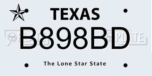 B898BD Texas License Plate