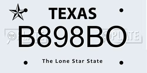 B898BO Texas License Plate