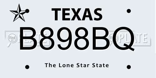 B898BQ Texas License Plate