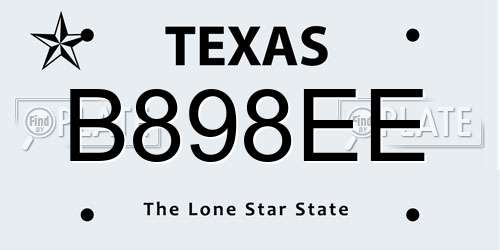 B898EE Texas License Plate