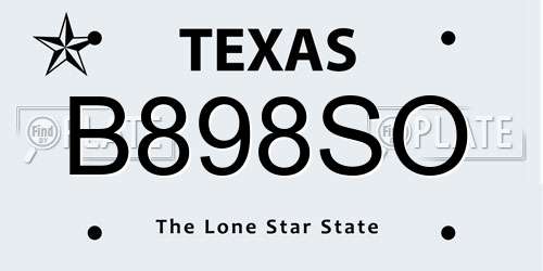 B898SO Texas License Plate