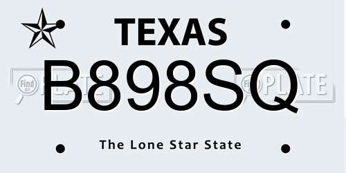 B898SQ Texas License Plate
