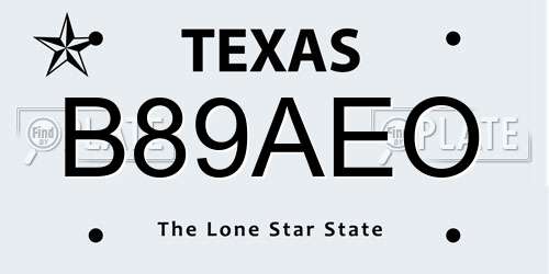 B89AEO Texas License Plate
