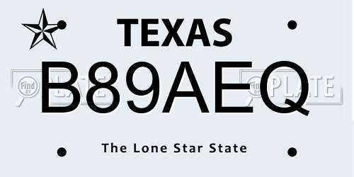 B89AEQ Texas License Plate
