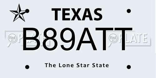 B89ATT Texas License Plate