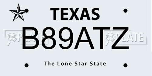 B89ATZ Texas License Plate