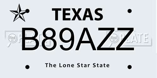 B89AZZ Texas License Plate