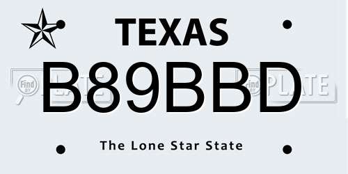 B89BBD Texas License Plate