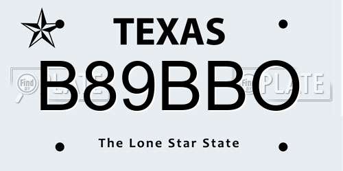 B89BBO Texas License Plate