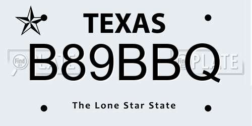 B89BBQ Texas License Plate
