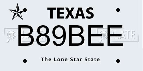 B89BEE Texas License Plate