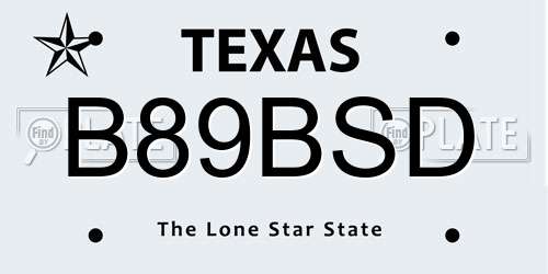 B89BSD Texas License Plate