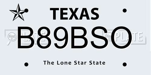 B89BSO Texas License Plate