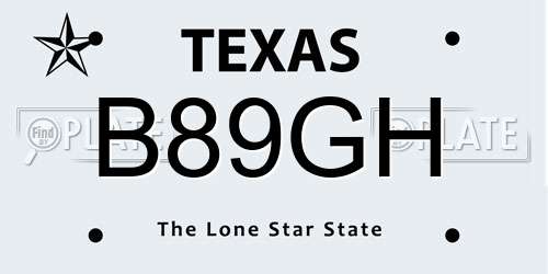 B89GH Texas License Plate