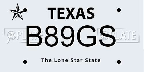 B89GS Texas License Plate