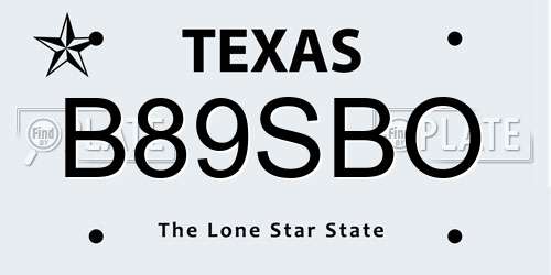 B89SBO Texas License Plate