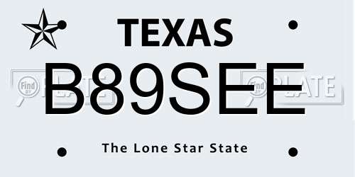 B89SEE Texas License Plate