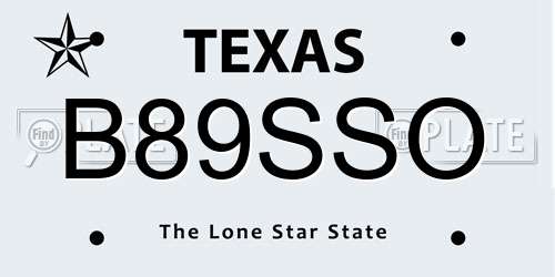 B89SSO Texas License Plate