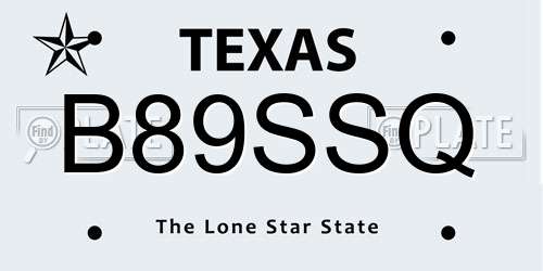 B89SSQ Texas License Plate