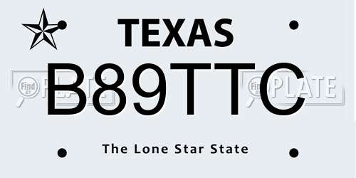 B89TTC Texas License Plate