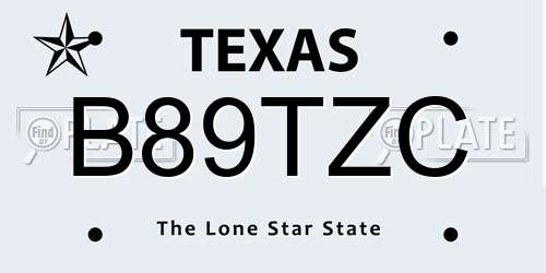 B89TZC Texas License Plate