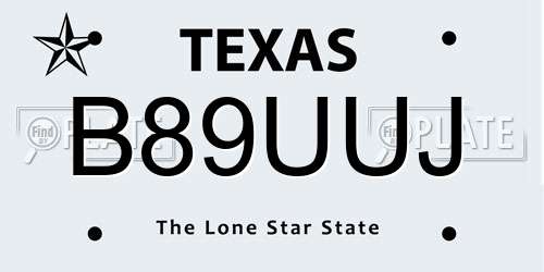 B89UUJ Texas License Plate
