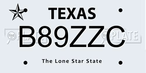 B89ZZC Texas License Plate