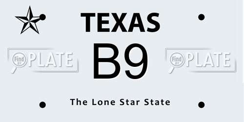 B9 Texas License Plate