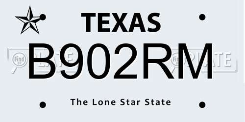 B902RM Texas License Plate