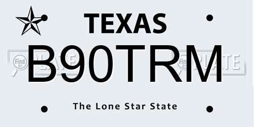 B90TRM Texas License Plate