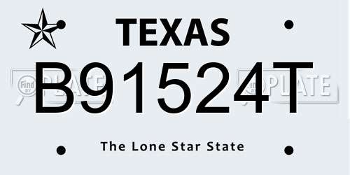 B91524T Texas License Plate