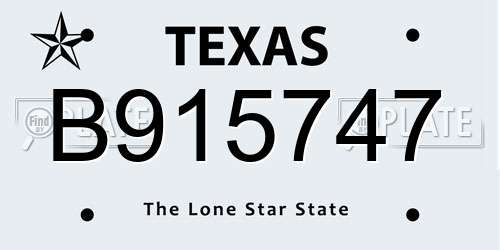 B915747 Texas License Plate