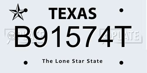 B91574T Texas License Plate