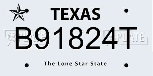 B91824T Texas License Plate