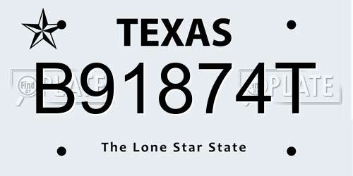 B91874T Texas License Plate