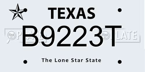 B9223T Texas License Plate