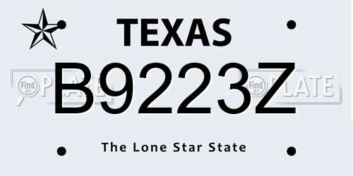 B9223Z Texas License Plate