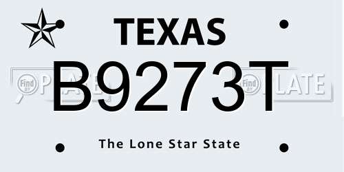 B9273T Texas License Plate
