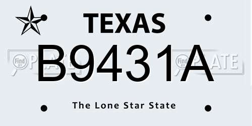B9431A Texas License Plate