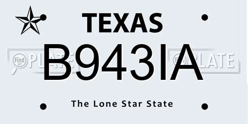 B943IA Texas License Plate