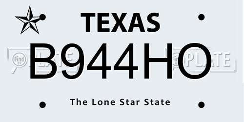 B944HO Texas License Plate
