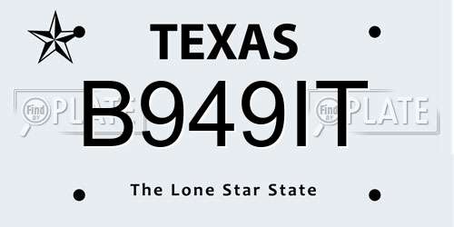B949IT Texas License Plate