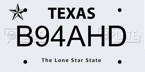 B94AHD Texas License Plate