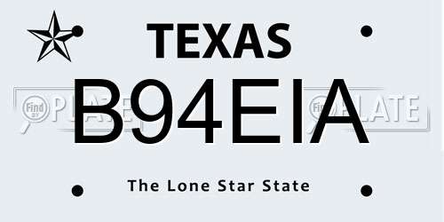 B94EIA Texas License Plate