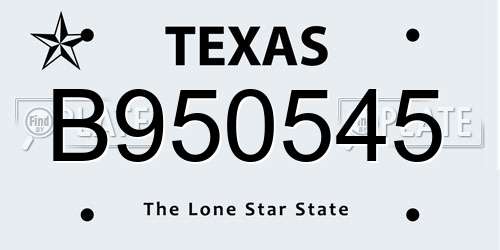 B950545 Texas License Plate