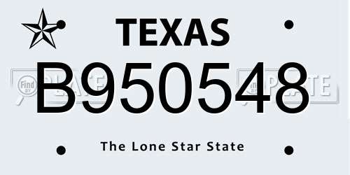B950548 Texas License Plate