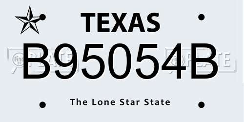 B95054B Texas License Plate
