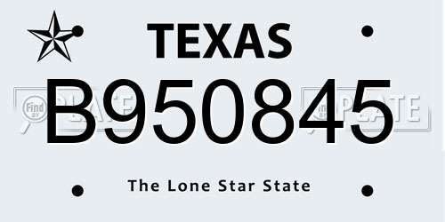 B950845 Texas License Plate