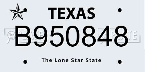 B950848 Texas License Plate