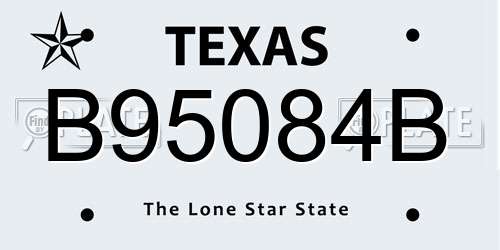 B95084B Texas License Plate